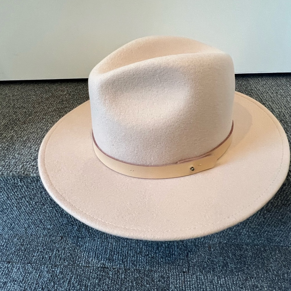 GIGI PIP Pale Pink Fedora Hat with Wide Brim
